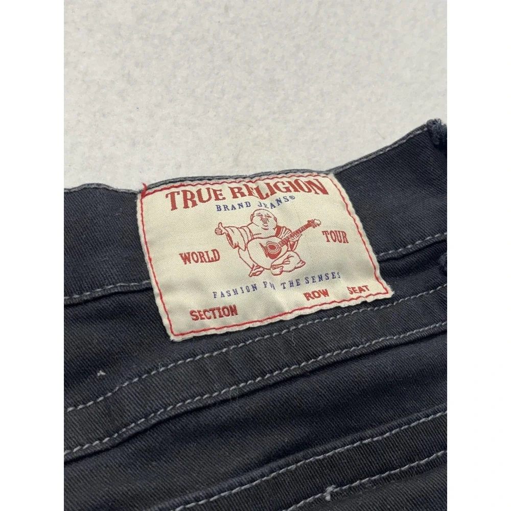 True Religion Ricky Relaxed Straight Jeans Mens 32x32 Black Dark Wash Stretch
